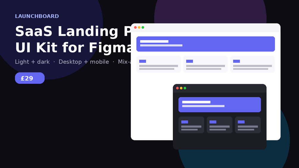 Launchboard SaaS landing page UI kit preview